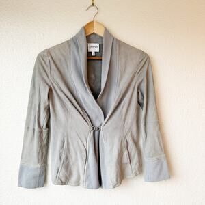 Armani Collezioni Suede Leather Jacket sz US 4 Gray Goat Suede Made in Italy
